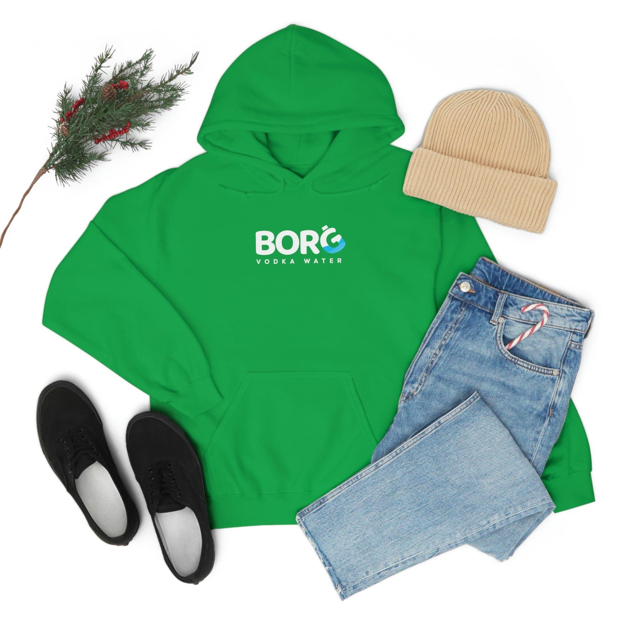  Borg Green Hooded Sweatshirt and Accessories
